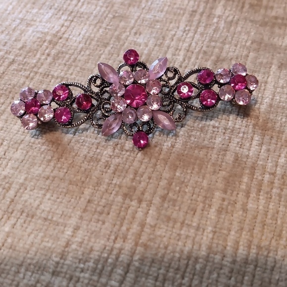 Vintage Pink Fuschia Rhinestone Brooch - Picture 1 of 7